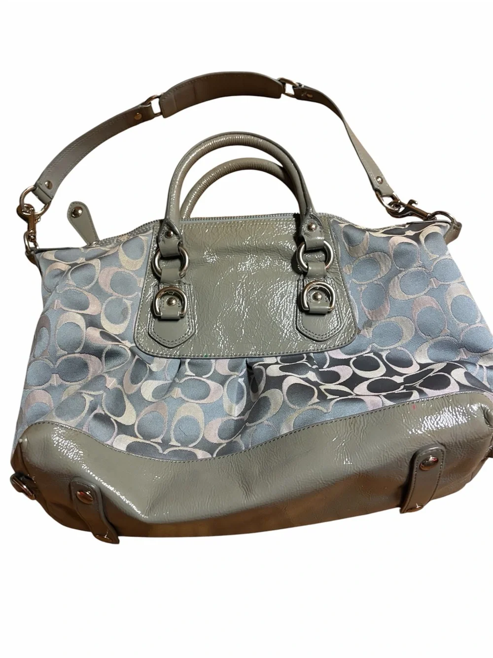Coach Green and Gray Signature Shoulder Bag